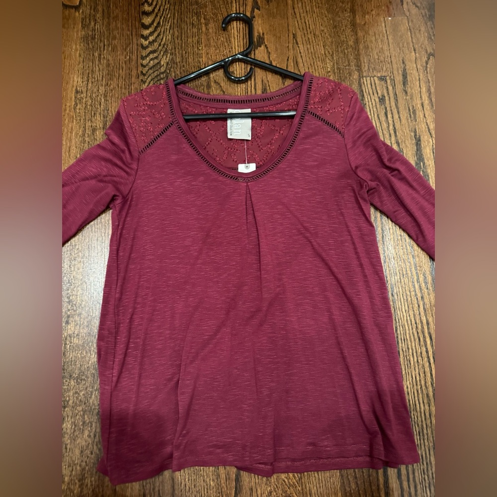 Anthropologie cutout top - cranberry color - “Dolan” for Anthropologie. NWT!